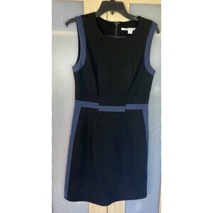 Diane Von Furstenberg‎ DVF Black/Blue Dress Sz 6 Sleeveless Sheath Career Party